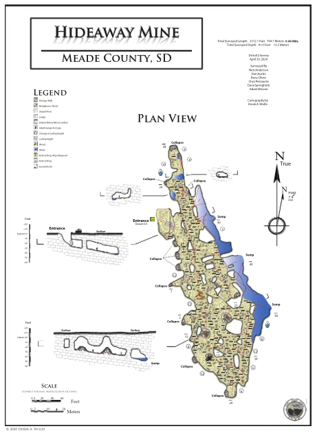 Birds eye (plan view) map of Hideaway Mine