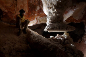 A frostwork "Tray" formation in one of the upper levels of the cave